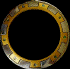 Circular golden ring with segmented metallic and green accents, displayed in a of four across three against black background