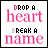 A 4x4 grid of animated frames showing a static text design with pink and black lettering, small heart symbols, and subtle frame-to-frame variations in heart position.