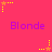 A static image with a bright pink background featuring repeated purple 'Blonde' text and yellow star-shaped icons with dotted lines.