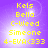 Yellow pixelated text on purple background with bright white glow, arranged in vertical list across four