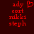 Red pixelated text on dark red background with a heart symbol above the first name in the left