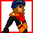 A 3x3 contact sheet of pixel art frames showing a cartoon character and repeated text "Sexy Shorti" on alternating red/black backgrounds.