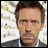 A 48x48 pixel buddy icon split into two frames showing a person's face on the left and the word "HOUSE" in bold black text on a gray background on the right, with visible pixelation and dithering artifacts.