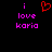 Pixelated text and a heart symbol on black background, with two identical static frames showing 'i love koria' in pink and red.