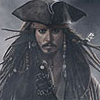 A static image of a man with long dark dreadlocks, wearing a tricorn hat and a dark coat with a white shirt underneath.