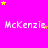 A bright pink background with repeated white text "McKenzie" and scattered yellow and pink stars in a pattern