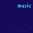Blue background with repeated 'music' text and changing light blue bar graphs in a pattern