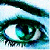 A 50x50 pixel animated buddy icon featuring a close-up of a human eye on the left and green text reading "Original Icons .com" on a dark green background on the right.