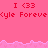 Pixelated pink background with repeated red text 'I <33' and '<yle Foreve<yle Foreve' across two horizontal sections, separated by a jagged light-pink wave pattern.