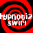 Red and black spiral pattern with white text reading "hypnotizhypnotia SWIRL" repeated across four quadrants on a solid background.