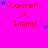 A bright pink background displays repeated 'Lauren + Timmy' text with blue and purple stars, showing animation changes in star positions across frames.