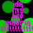 Pixelated green circles on black background with pink text 'idk my bff' and 'elguria' with exclamation marks.
