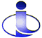 Blue and white stylized 'j' icon with circular head, varying curved shapes around the letter in different frames.