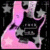 Pixelated pink and gray guitar with star shapes on a black background, static image.