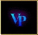 Blue 'VP' logo with purple glow on black background, transitioning from single letters to 'chat' text with star arrangements.