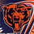 Pixelated orange and dark blue logo of a bear head with stylized text inside, set against a gradient background.
