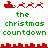 Red and green pixel art displays Santa's sleigh with reindeer above text reading 'the christmas countdown' in two , repeated across a