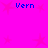 Bright pink background with four blue 'Vern' text labels and faint star shapes, static image.