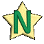 Animated sequence of a green letter N on a gold star with varying 3D rotations and perspective shifts