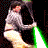 Animated contact sheet showing a person in multiple poses with green and red lightsabers against black background.