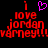 Pixelated red text reads 'I love jordan vamney!!!' with a pink heart symbol above, all on black background.