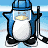 Animated contact sheet of a hockey-themed penguin mascot in blue gear holding a stick on an ice rink background, with visible frame-to-frame motion differences across 15 sampled frames.