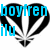 Pixelated icon with blue text 'boyfren' and 'ilu' over a black and white heart shape with white streaks.