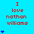 Blue background with red text reading "I love nathan williams" and blue heart symbols in various positions across three