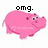 Pixelated pink hippo with wide eyes and a small mouth, shown in two side-by-side frames with text above each.