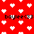 Red background with white pixelated hearts and repeated black text 'baylee<33' in a pattern