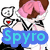 Pixelated anime-style character with brown hair and pink bow, wearing black-and-white outfit with red heart symbol on chest.