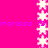A bright pink background features a vertical of white star-shaped icons with purple text reading "Marissa" and the number 3 repeated horizontally