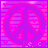 Pixelated peace symbol with pink hearts on purple background, text "Peace" at bottom, color shift from pink to blue in adjacent frame.