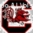 A static pixelated icon features a red and black circular border with white text reading 'JOE BLOGS' at the top, two stylized figures in red tones below it, and a white rectangular base beneath them.