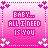 A 48x48 pixel animated buddy icon featuring a pink gradient background with white dotted borders and heart accents, displaying the text "BABY... ALL I NEED IS YOU" in alternating frame colors.