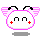 Four pixel-art character icons arranged in a , each with pink wings and black antennae on a gray background
