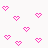 Pixelated heart shapes in pink and cyan arranged across a white background with no visible animation or text.