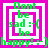 Four identical square arranged in a , each containing layered pink and white borders with green text reading "Don't be sad :-(" above and "be happy! :-)") below