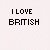 Pixelated text displays "I LOVE BRITISH" with variations of "PEOPLE" and "BOYS" in black, red, or faded states across a light background.