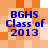 Blue text reading "BGHS Class of 2013" on a pixelated orange and white checkered background.