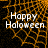 A Halloween-themed graphic with 'Happy Haloween' text over an orange spiderweb pattern on a black background.