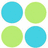 Four circles in blue and green on white background, with text 'It's like I'm Walking On Broken Glass' on light green and gray backgrounds.