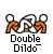 Pixelated icon showing two orange figures with white heads in a double-penetration pose, labeled 'Double Dildo' below.