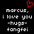 Red pixelated heart symbol above white text on black background, repeated twice with identical content.