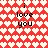 Pixelated red background with white and light pink hearts, displaying 'i love you' text in black pixelated font across four identical sections.