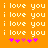 Orange background with repeated white pixel text 'i love you' and pink star symbols at the bottom.