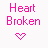 Animated contact sheet of a heart broken icon showing frame-by-frame color variations in text and heart symbol across 18 sampled frames.