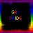 A 4-frame animated contact sheet showing four identical black square icons with "GAY PRIDE" text in rainbow colors, surrounded by a glowing rainbow border that shifts slightly between frames.