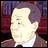 A 48x48 pixel buddy icon featuring a side-profile cartoon character with short brown hair and a brown jacket over a white shirt, alongside stylized text reading "Anime IM" and "COM" on a black background.