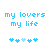 Two side-by-side pixel art images display identical text and heart symbols with slight variations in the hearts' arrangement.